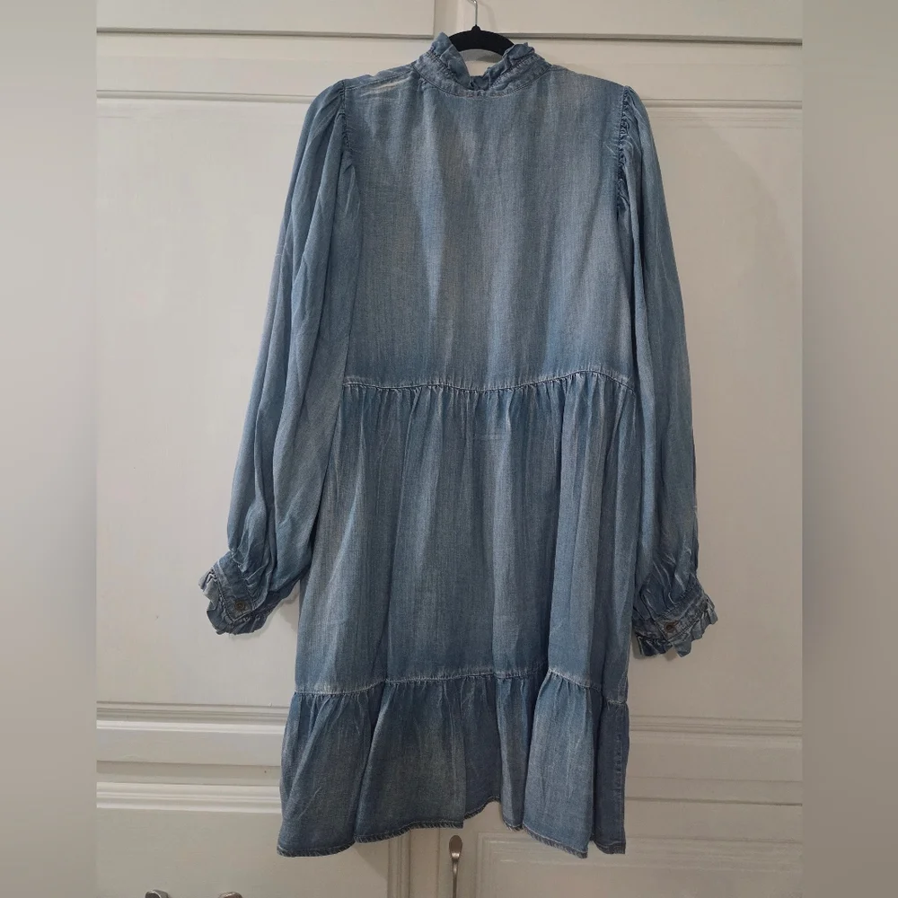 GeeGee Chambray Long Sleeve Tiered Mini Dress - Picture 6 of 6